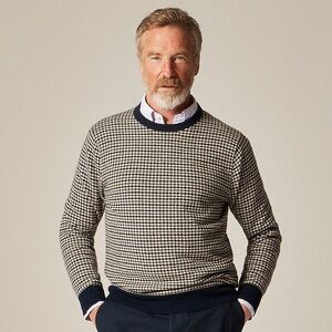 J. Crew Navy and White Houndstooth Crewneck Sweater
Cashmere SZ L